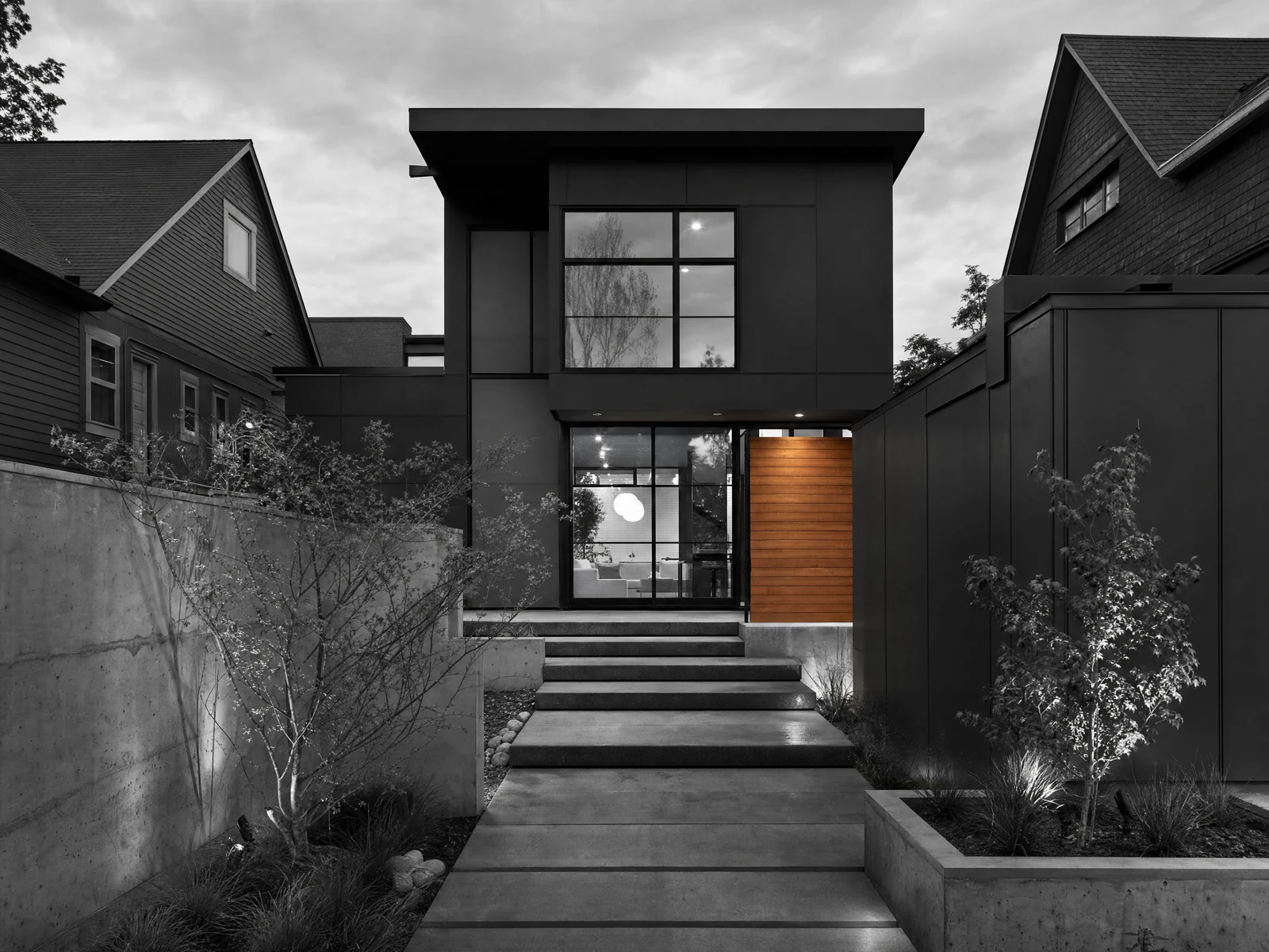 Illustrative Seattle residential geometry in black and white